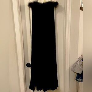 FLYNN SKYE Elegant Black Strapless Dress with Fur Trim NWT Sz S